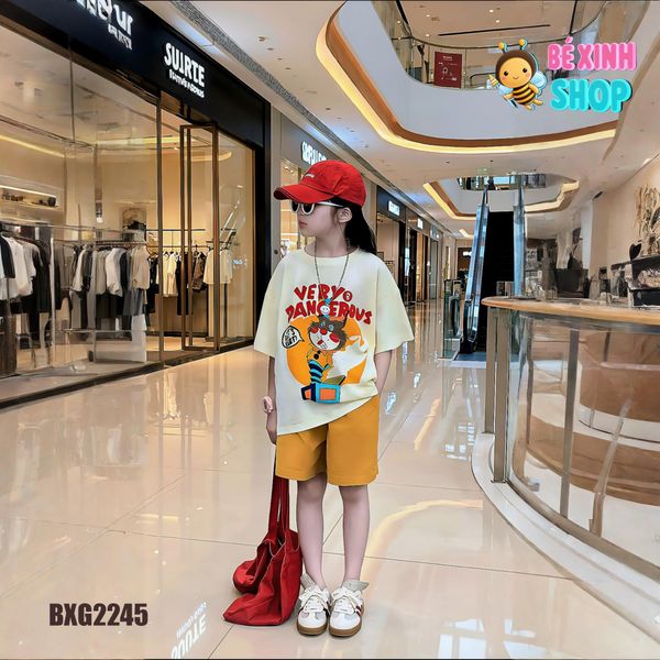 Set áo in mèo Dangerous quần Cotton Lạnh cho bé trai & bé gái BXG2245