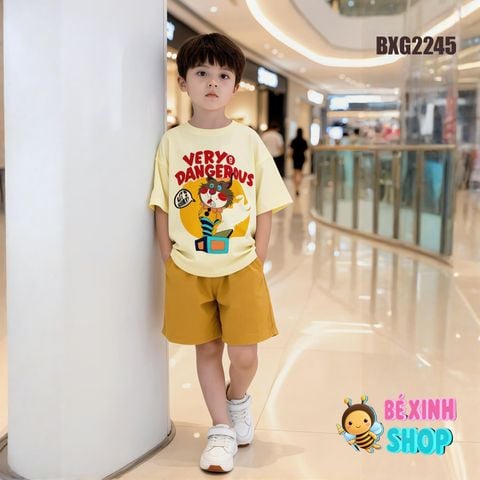 Set áo in mèo Dangerous quần Cotton Lạnh cho bé trai & bé gái BXG2245