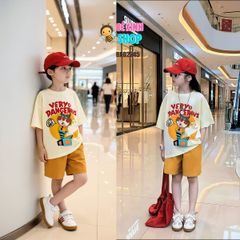 Set áo in mèo Dangerous quần Cotton Lạnh cho bé trai & bé gái BXG2245