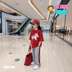 Set áo in ngựa quần suông phối viền cho bé trai & bé gái BXG2248