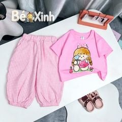 Set áo bé gái quần bomber caro nhà Bé Xinh dễ thương cho bé mùa Thu BXG2583