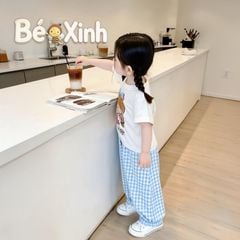 Set áo bé gái quần bomber caro nhà Bé Xinh dễ thương cho bé mùa Thu BXG2583