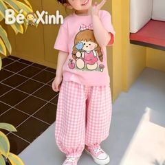 Set áo bé gái quần bomber caro nhà Bé Xinh dễ thương cho bé mùa Thu BXG2583