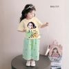 Set áo in 3D quần ống suông sọc tim dễ thương cho bé gái BXG1737