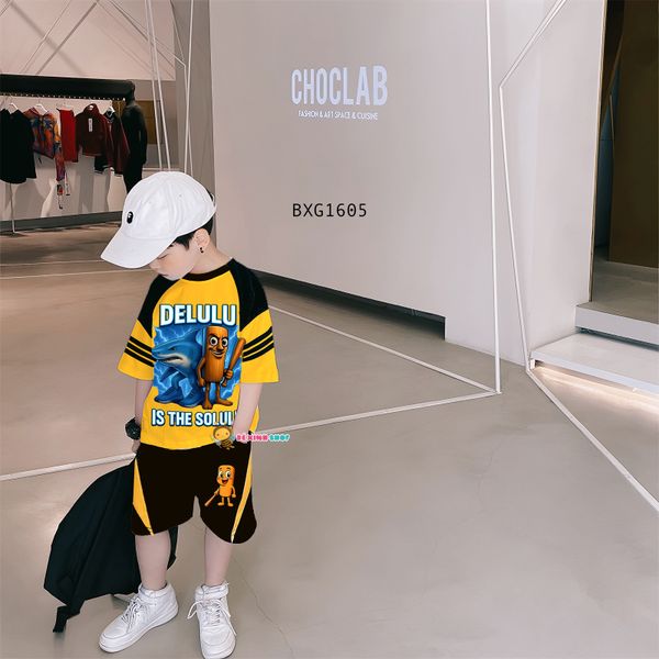 Bộ thun phối sọc DELULU dễ thương cho bé trai BXG1749