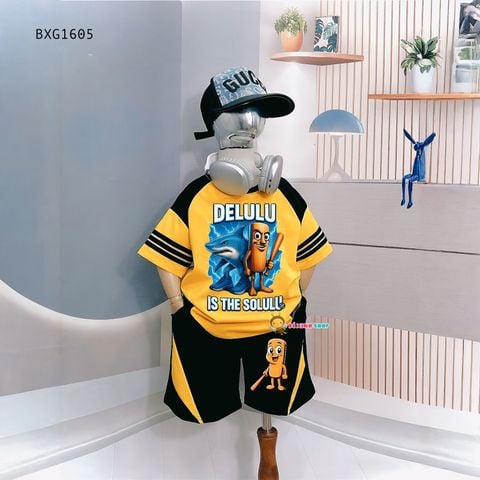 Bộ thun phối sọc DELULU dễ thương cho bé trai BXG1749