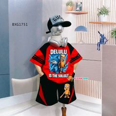 Bộ thun phối sọc DELULU dễ thương cho bé trai BXG1749