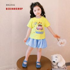 [BexinhshopVN] Set áo thun Bánh kem quần bí dễ thương cho bé gái BXG1916