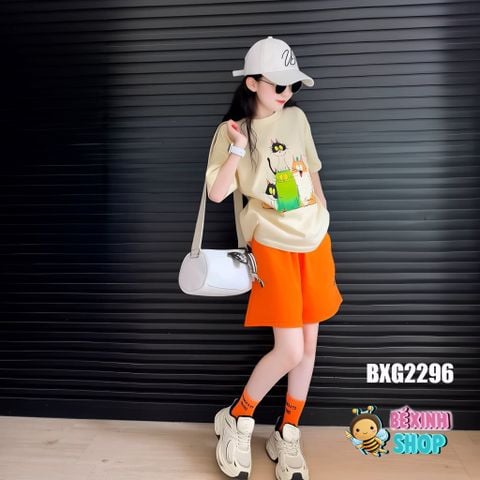 [BexinhshopVN] Set áo in Mèo quần sort phom rộng bé trai bé gái BXG2296