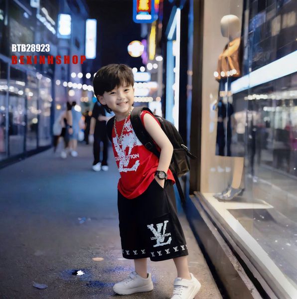 Set thun sát nách họa tiết phun sơn LV cực ngầu cho bé trai BTB28923