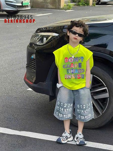 Set jean áo nón in chữ DONT CARE cực ngầu cho bé trai BTB28944