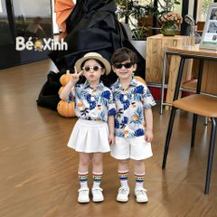 BST đồng phục áo sơ mi lụa / QUẦN VÁY cotton lạnh cho bé trai & bé gái đi biển BXG2356