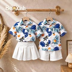 BST đồng phục áo sơ mi lụa / QUẦN VÁY cotton lạnh cho bé trai & bé gái đi biển BXG2356