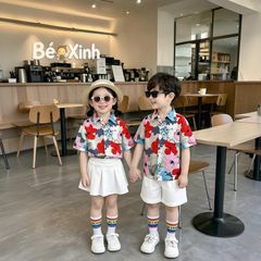 BST đồng phục áo sơ mi lụa / QUẦN VÁY cotton lạnh cho bé trai & bé gái đi biển BXG2356