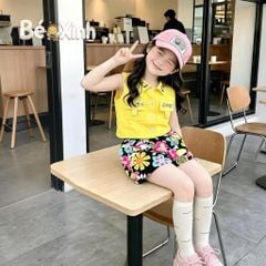 Set áo sơ mi quần sort kaki dễ thương cho bé gái BGB123552