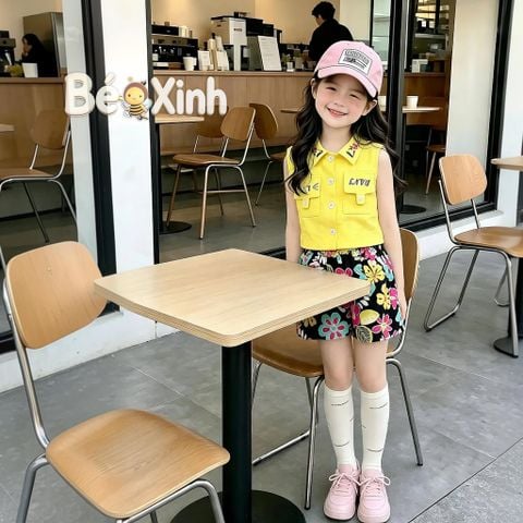 Set áo sơ mi quần sort kaki dễ thương cho bé gái BGB123552