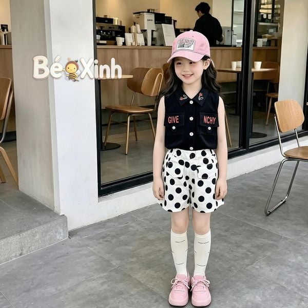Set áo sơ mi quần sort kaki dễ thương cho bé gái BGB123552