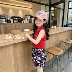Set áo sơ mi quần sort kaki dễ thương cho bé gái BGB123552