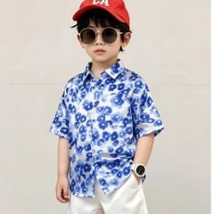 Set Sơ Mi Lụa Họa Tiết Quần Short Cotton Lạnh BexinhshopVN sang chảnh cho bé trai đi chơi, đi tiệc BXG2443