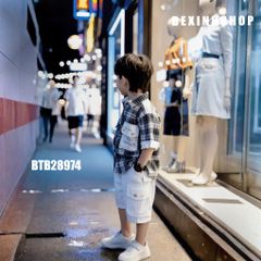 Set áo sơ mi quần kaki túi hộp dễ thương cho bé trai đi chơi BTB28974