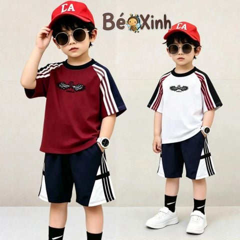 Bộ đồ thun thể thao chạy viền Bé Xinh Shop dễ thương, năng động cho bé trai BXG2436