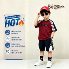 Bộ đồ thun thể thao chạy viền Bé Xinh Shop dễ thương, năng động cho bé trai BXG2436