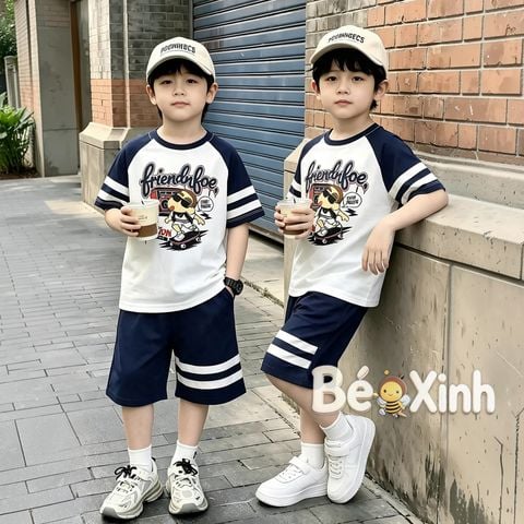 Bộ thể thao phối sọc Shin trượt ván nhà Bé Xinh dễ thương cho bé trai BXG2563