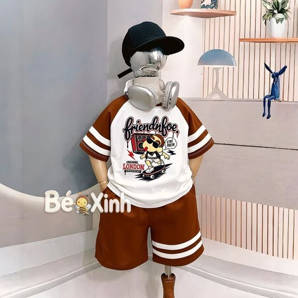 Bộ thể thao phối sọc Shin trượt ván nhà Bé Xinh dễ thương cho bé trai BXG2563
