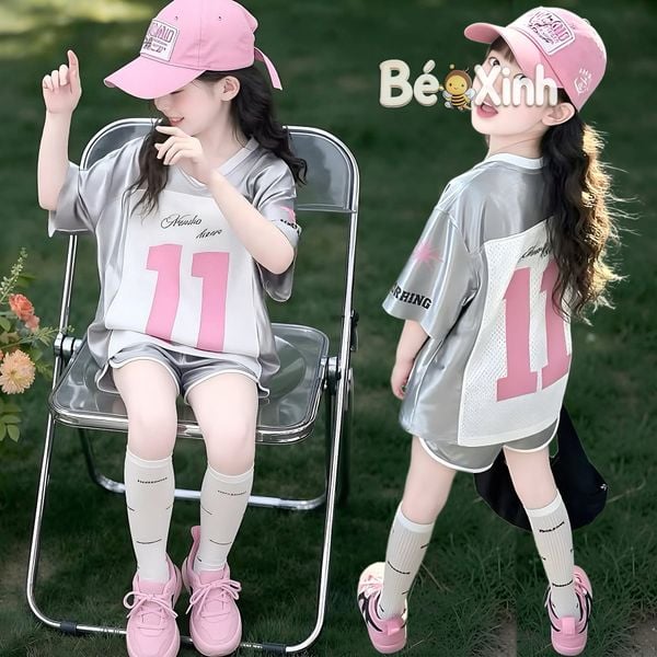 Set thun bóng thể thao hiphop năng động cho bé gái nhà Bé Xinh Shop BXG2495