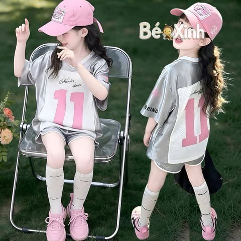 Set thun bóng thể thao hiphop năng động cho bé gái nhà Bé Xinh Shop BXG2495