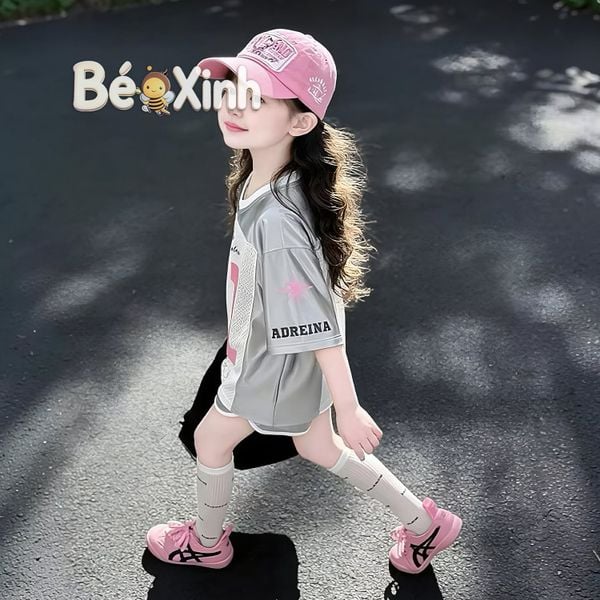 Set thun bóng thể thao hiphop năng động cho bé gái nhà Bé Xinh Shop BXG2495