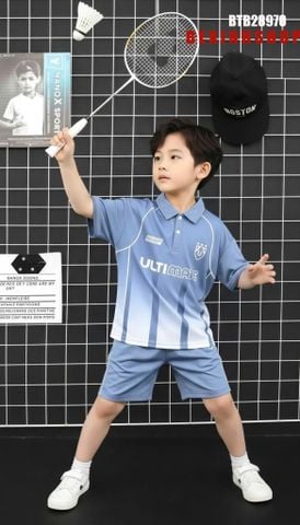 Set thun cổ bẻ thể thao lé viền ULIMATE Nanox dễ thương cho bé trai BTB28970