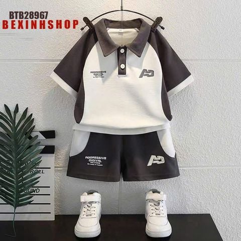 Set thun cổ trụ AD phối màu dễ thương cho bé trai BTB28967