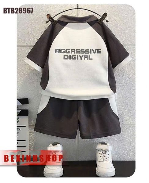 Set thun cổ trụ AD phối màu dễ thương cho bé trai BTB28967