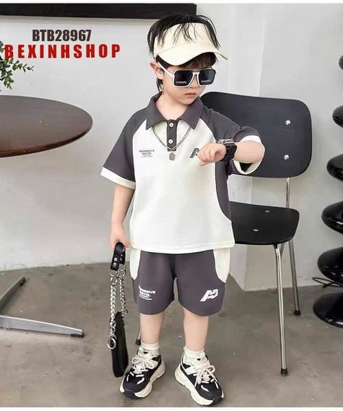 Set thun cổ trụ AD phối màu dễ thương cho bé trai BTB28967