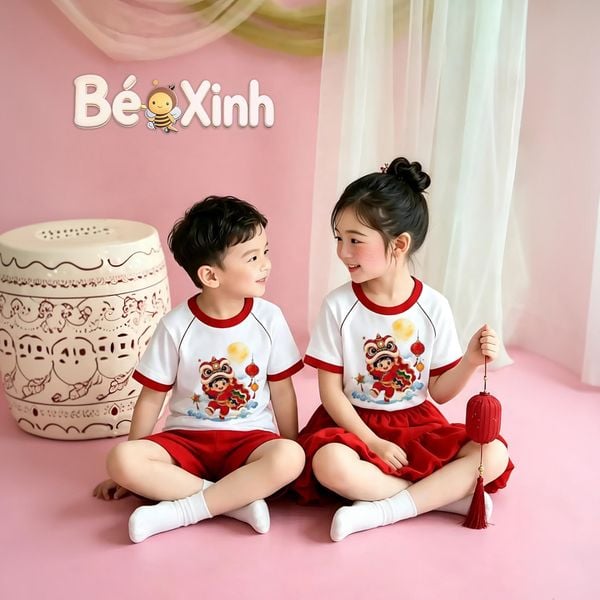 [Tặng Lồng Đèn Mini] - Bộ đồng phục bé trai & bé gái đón trung thu nhà Bé Xinh BXG1849