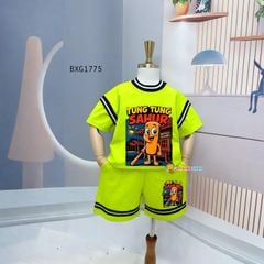 Bộ thun phối bo TUNG TUNG SAHUR dễ thương cho bé trai đi học, đi chơi BXG1775