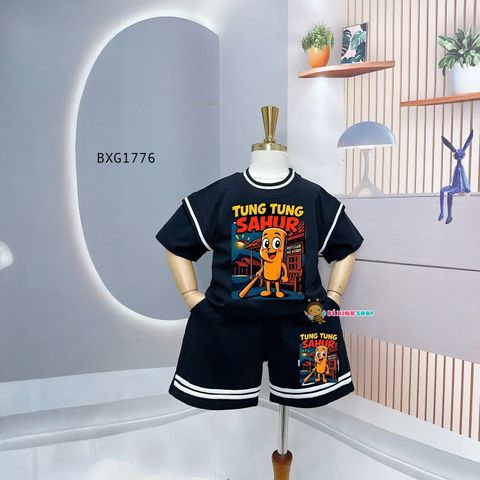 Bộ thun phối bo TUNG TUNG SAHUR dễ thương cho bé trai đi học, đi chơi BXG1775