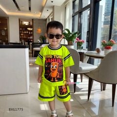 Bộ thun phối bo TUNG TUNG SAHUR dễ thương cho bé trai đi học, đi chơi BXG1775