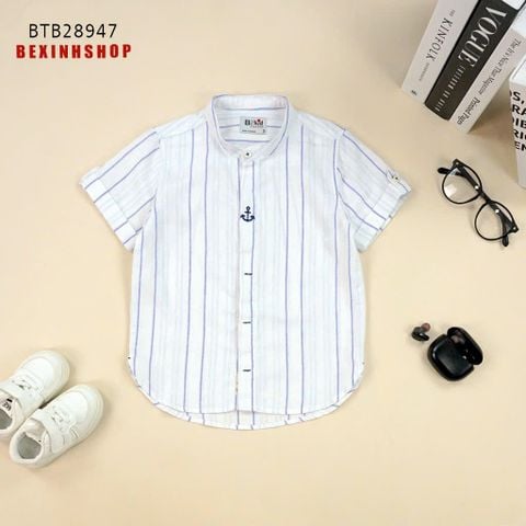 Áo sơ mi sọc cổ trụ linen dễ thương cho bé trai BTB28947