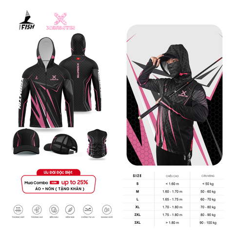  Áo Câu Cá XSAMTIN HỒNG ĐEN 