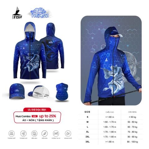 Áo Câu Cá BLUE PREDATOR