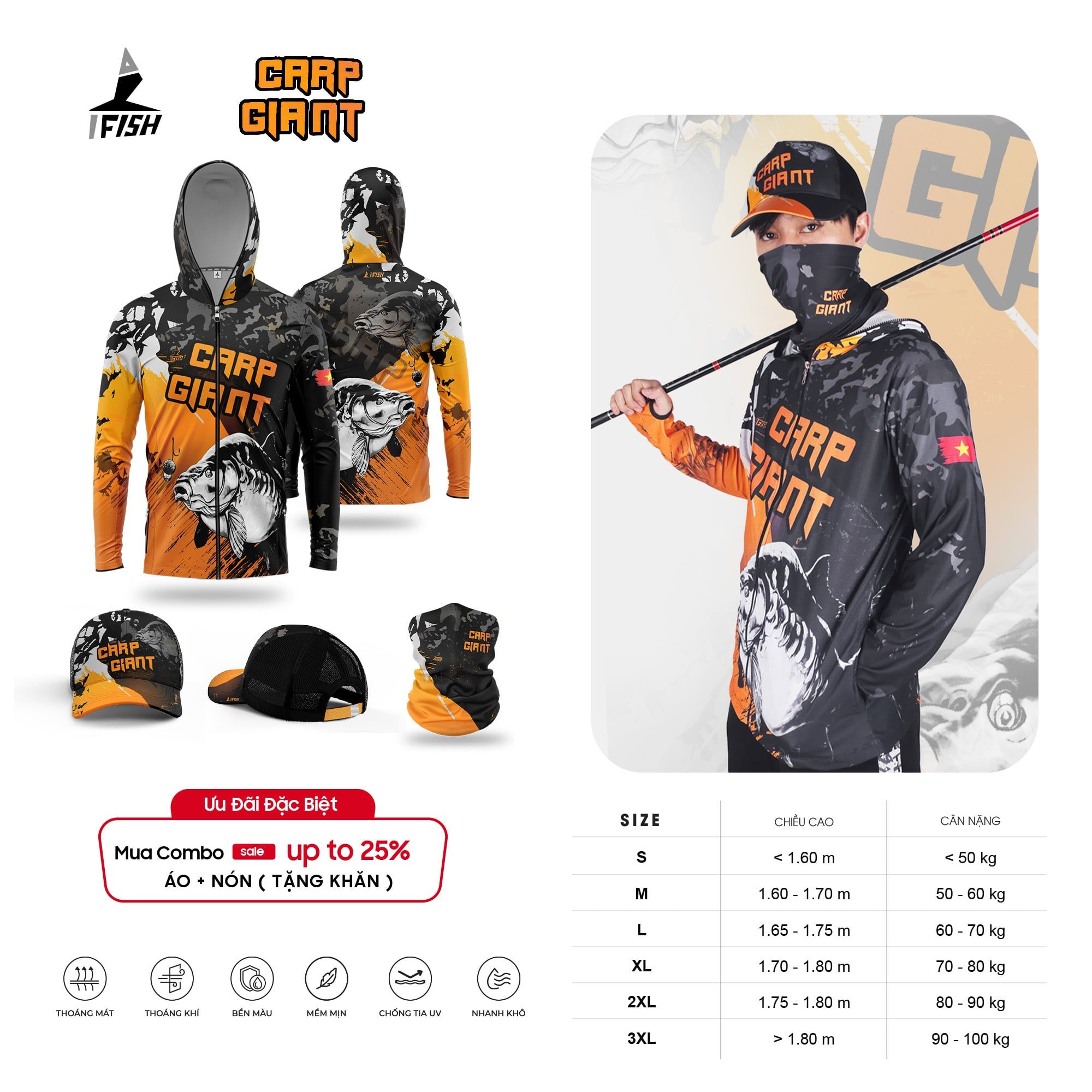  Áo Câu Cá CARP GIANT 