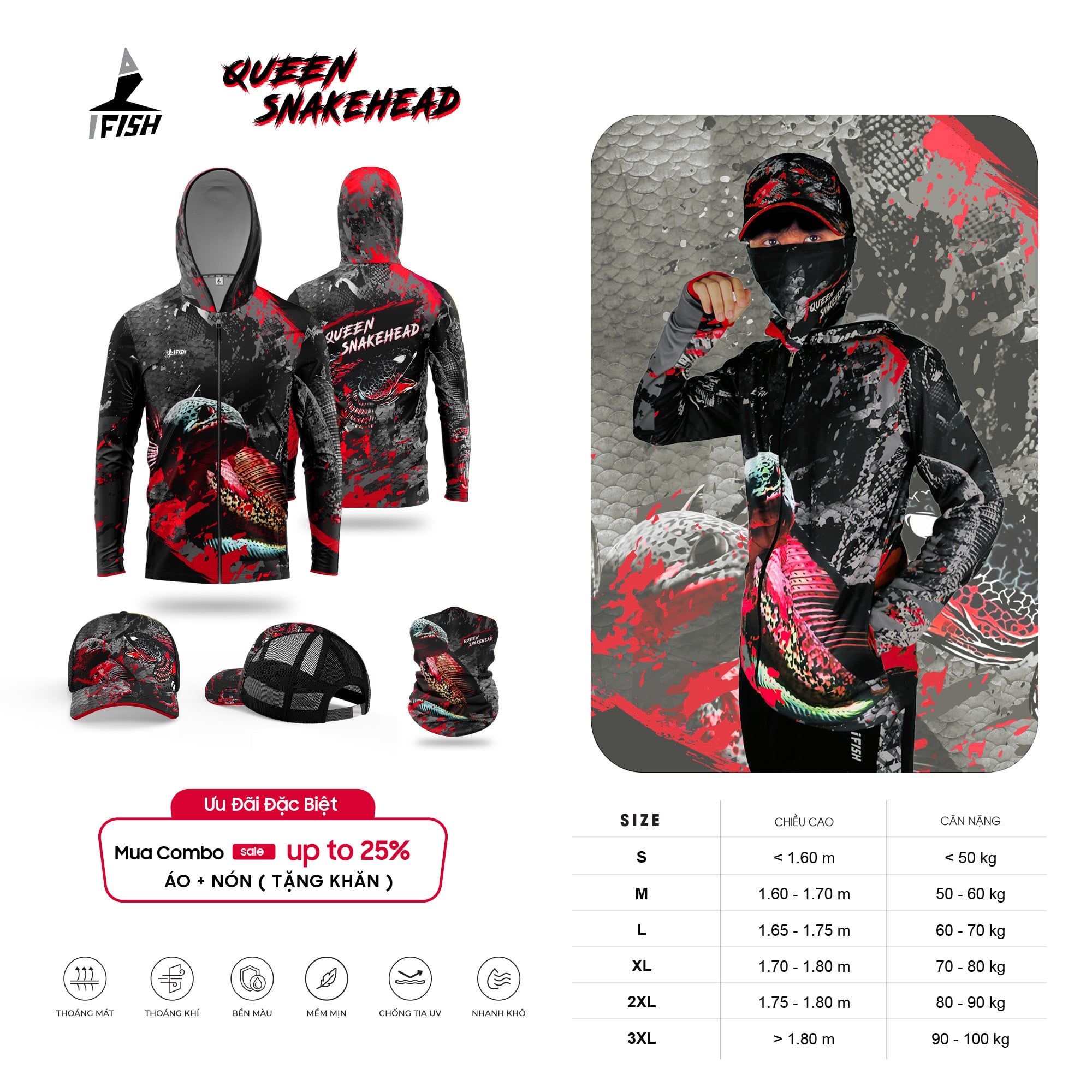  Áo Câu Cá QUEEN SNAKEHEAD 