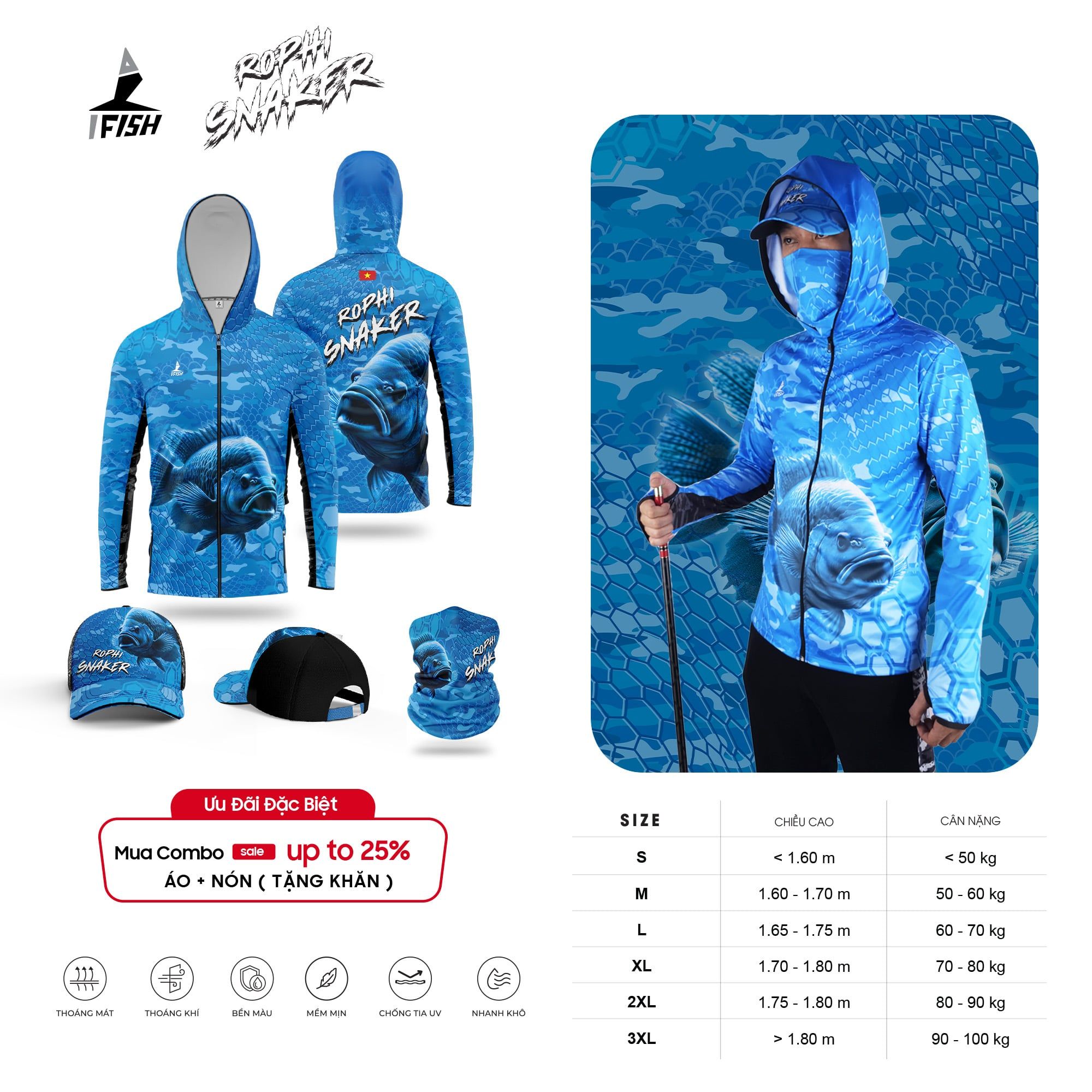  Áo Câu Cá ROPHI SNAKER 