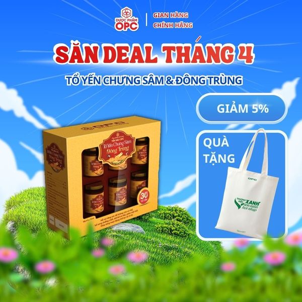  TPBS. YẾN SÀO OPC - TỔ YẾN CHƯNG SÂM VÀ ĐÔNG TRÙNG (Hộp 6 lọ) 