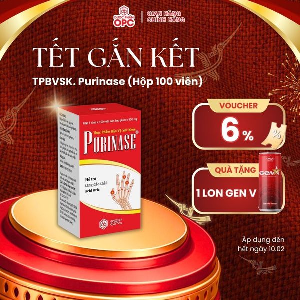  TPBVSK. PURINASE - Hỗ trợ tăng đào thải acid uric. 