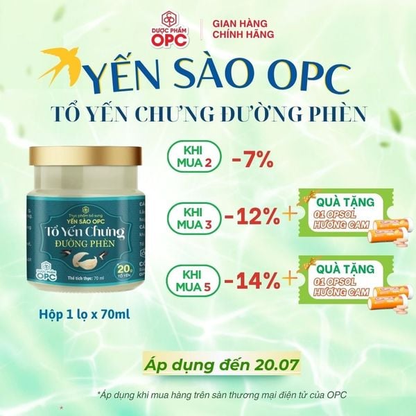 TPBS. YẾN SÀO OPC - TỔ YẾN CHƯNG ĐƯỜNG PHÈN (Hộp 1 lọ) 