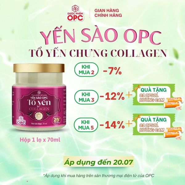  TPBS. YẾN SÀO OPC - TỔ YẾN COLLAGEN (Hộp 1 lọ) 
