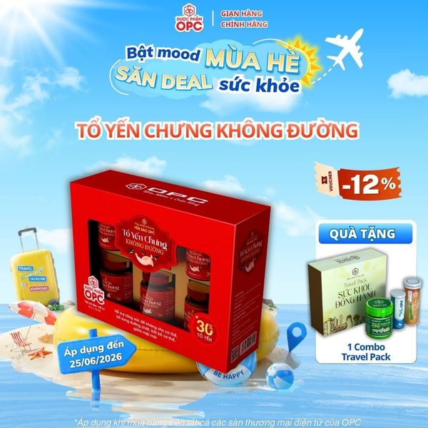  TPBS. YẾN SÀO OPC - TỔ YẾN CHƯNG KHÔNG ĐƯỜNG (Hộp 6 lọ) 